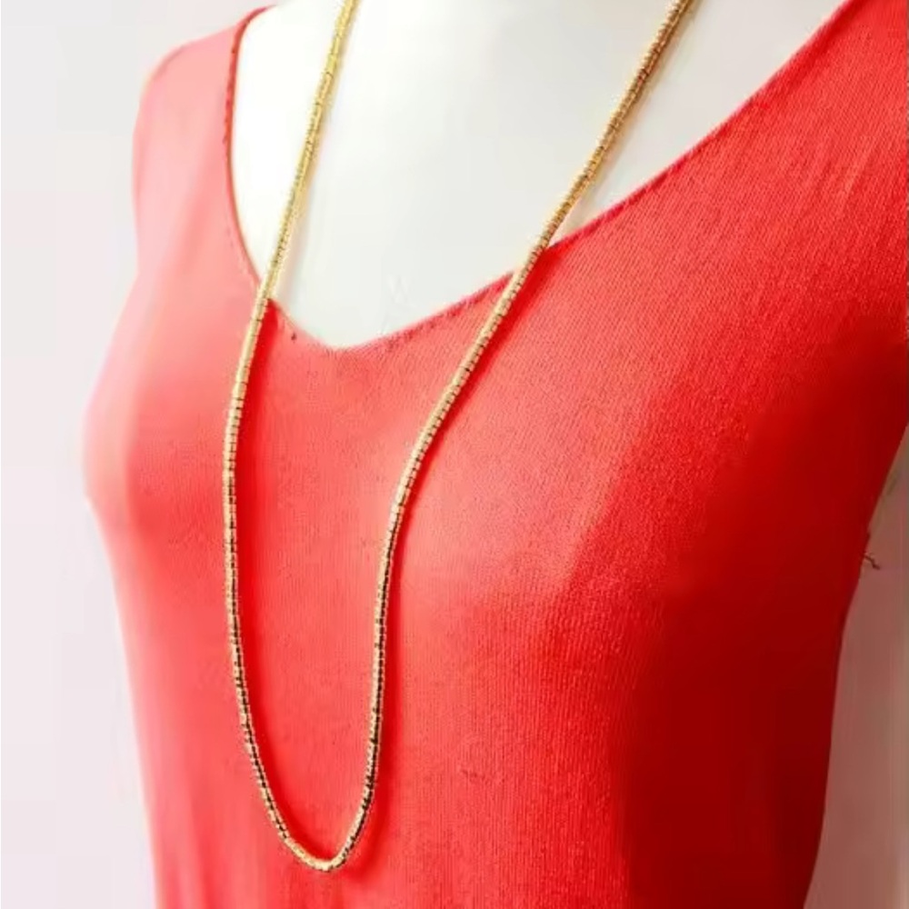 Beautiful Gold Tone Beaded Long Hang Necklace or Layered Bracelet!